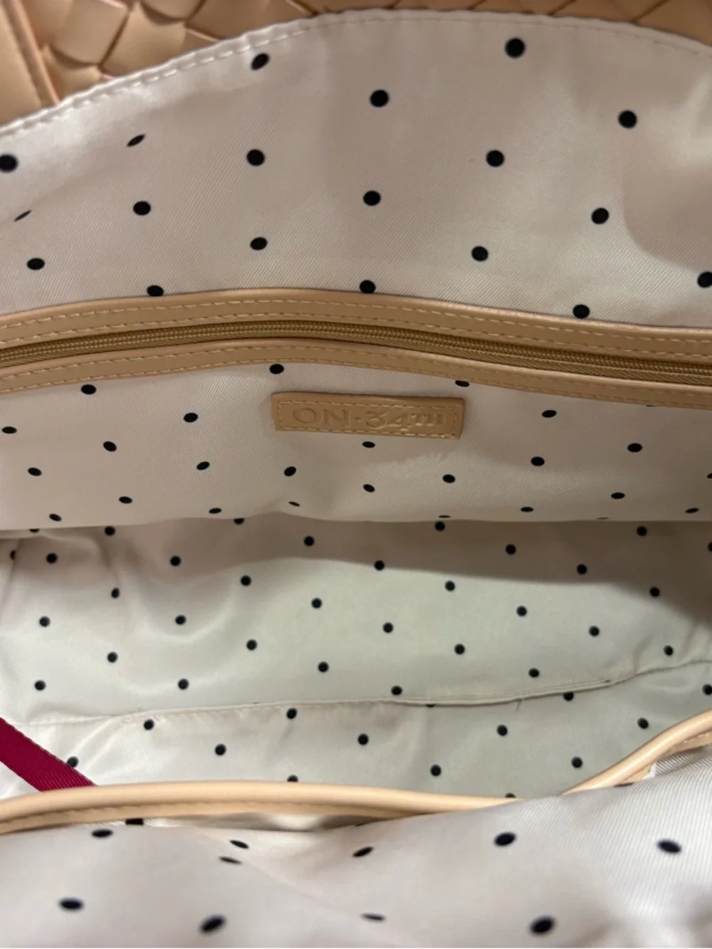ON 34TH Woven Tote Bag Blush Nude Intrecciato Style Large Shoulder Bag NWT $129
